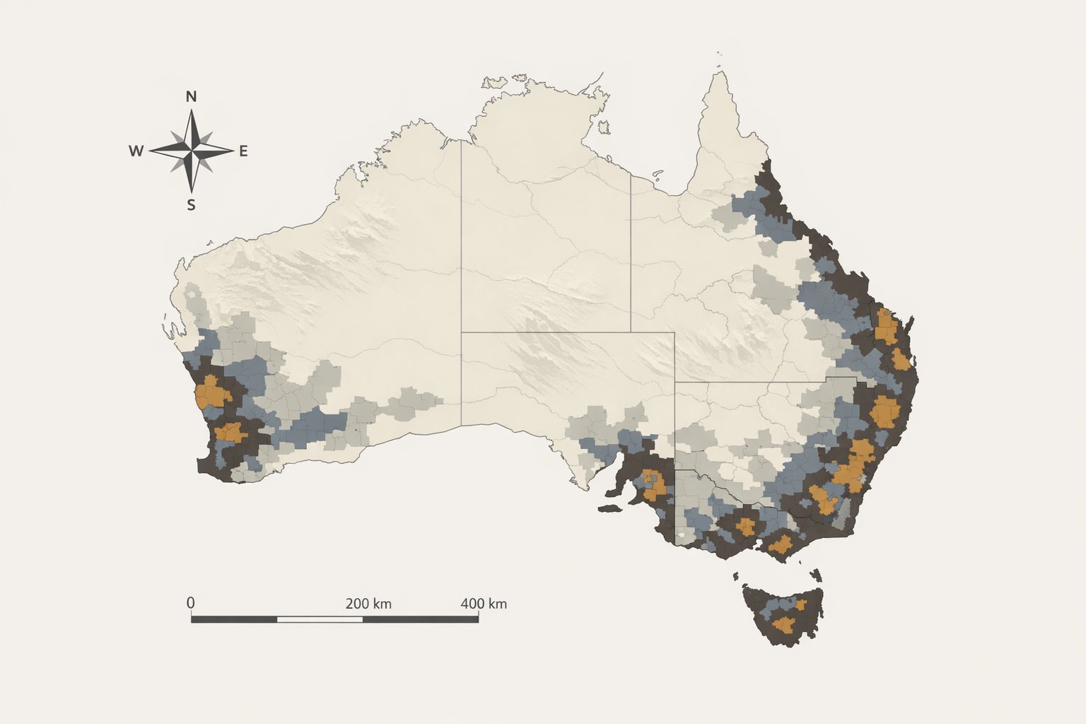 5G Coverage Map of Australia showing metropolitan, regional, and rural coverage areas